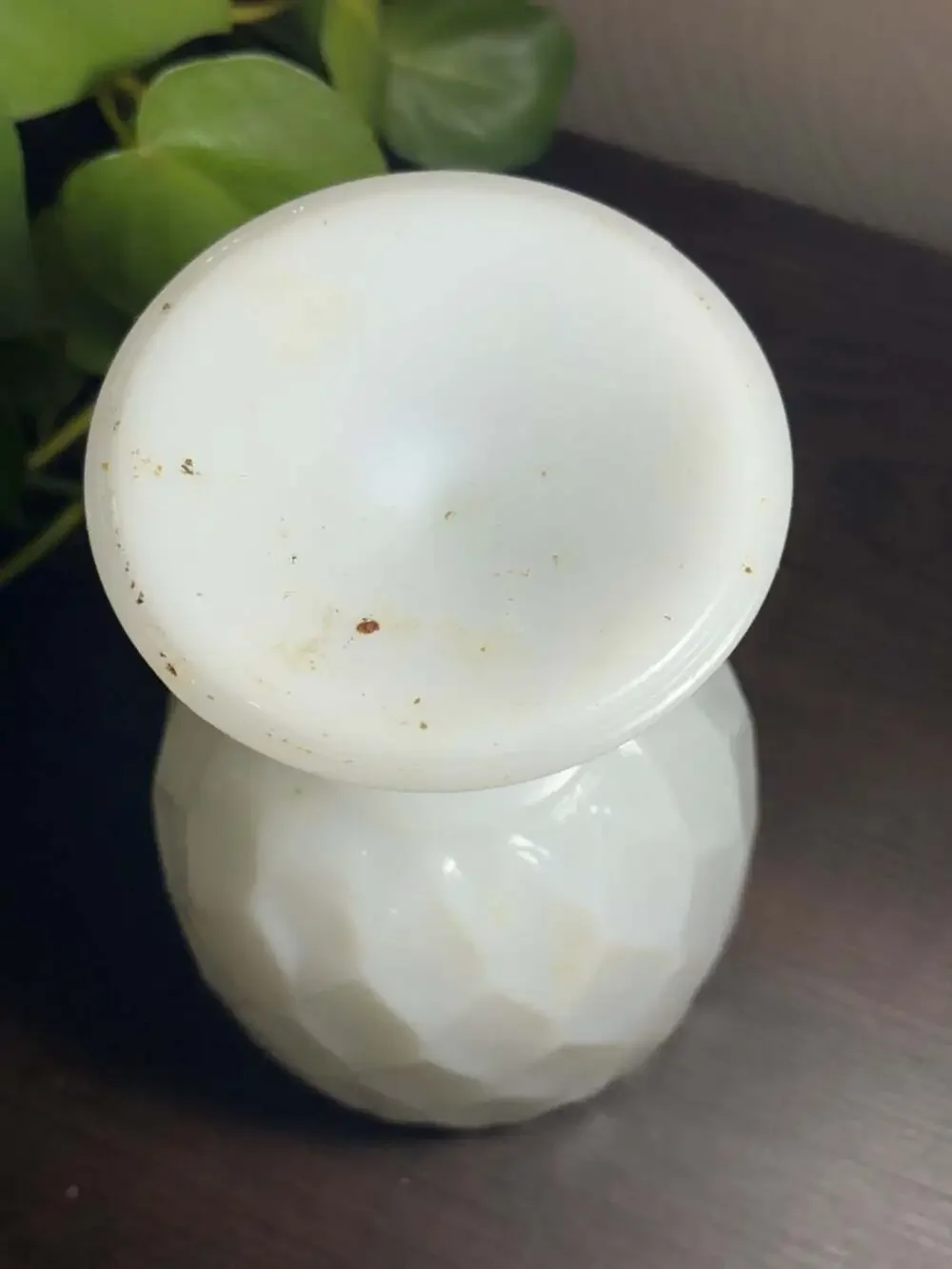 Vintage Milk Glass Diamond Pattern Pedestal Goblet Vase